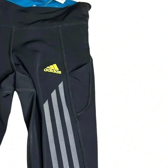 ADIDAS Capri women XS, NWT  leggings ,reflective,logo ,black,striped,activewear - Picture 5 of 11